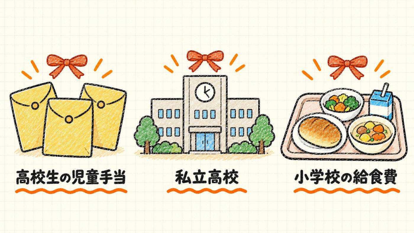 高校生の児童手当・私立高校・小学校の給食費